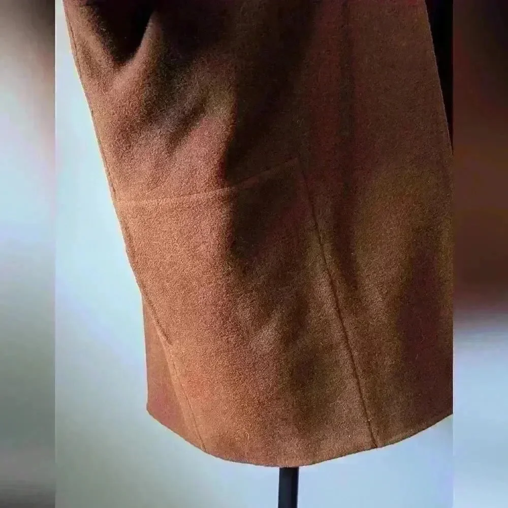 NWT 100% Wool Cardigan Brown Cocoon Open Front